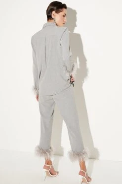 Karen Millen Tall Feather Hem Tailored Slim Leg Trouser