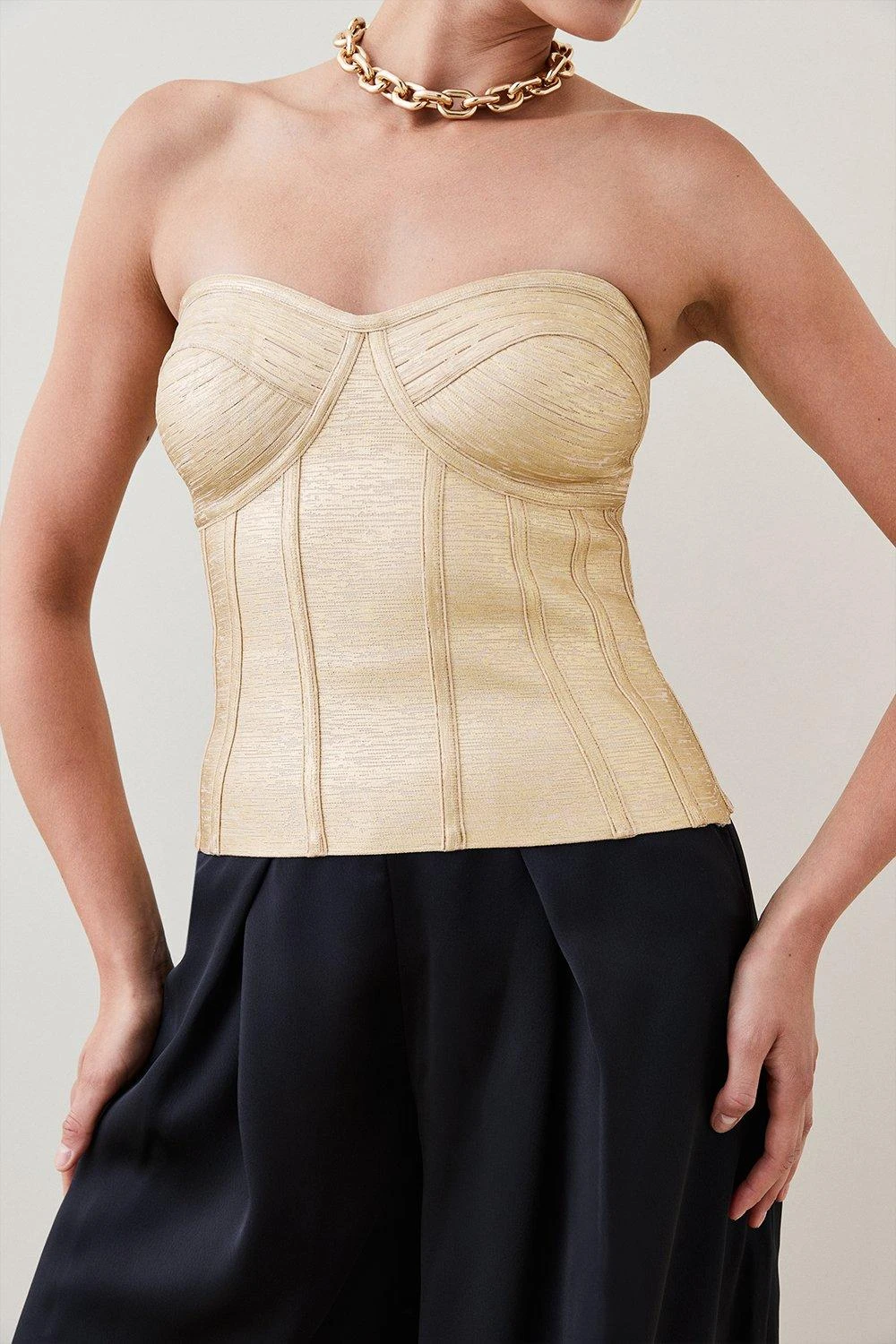 Karen Millen Foiled Bandage Bustier Knit Top 4 Karen Millen Foiled Bandage Bustier Knit Top - Image 2