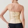 Karen Millen Foiled Bandage Bustier Knit Top -Karen Millen shop gun metal foiled bandage bustier knit top