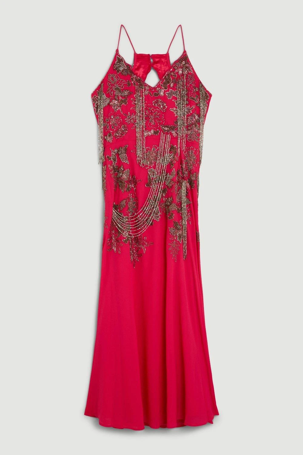 Karen Millen Beaded Embellished Fringed Satin Woven Slip 6 Karen Millen Beaded Embellished Fringed Satin Woven Slip - Image 4