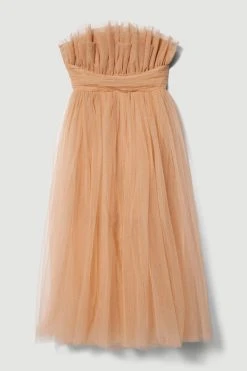 Karen Millen Corseted Tulle Woven Midi Dress -Karen Millen shop hot pink corseted tulle woven midi dress 2