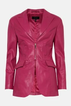 Karen Millen Leather Corset Detail Blazer