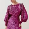 Karen Millen Tall Sequin & Crystal Embellished Woven Dress