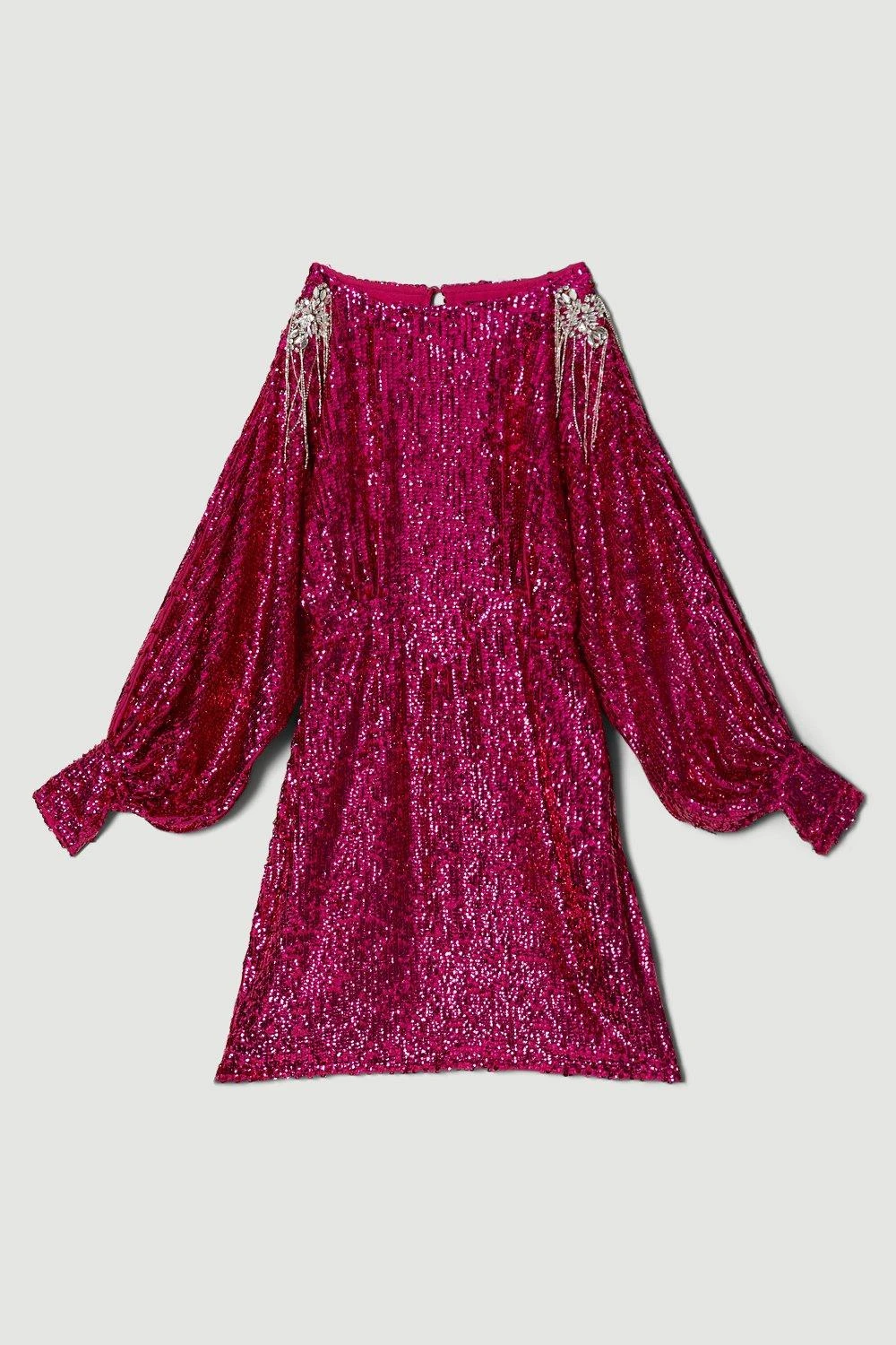 Karen Millen Tall Sequin & Crystal Embellished Woven Dress 5 Karen Millen Tall Sequin & Crystal Embellished Woven Dress - Image 3