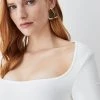 Karen Millen Bandage Square Neck Bodysuit -Karen Millen shop ivory bandage square neck bodysuit