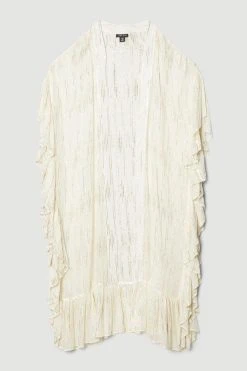 Karen Millen Beach Drama Maxi Ruffle Kimono -Karen Millen shop ivory beach drama maxi ruffle kimono 2