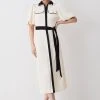 Karen Millen Belted Twill Short Sleeve Midi Dress 2 Karen Millen Belted Twill Short Sleeve Midi Dress -Karen Millen shop ivory belted twill short sleeve midi dress