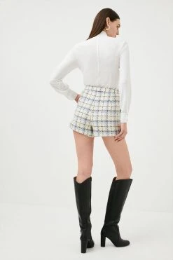 Karen Millen Check Button Detail Skort -Karen Millen shop ivory check button detail skort 2