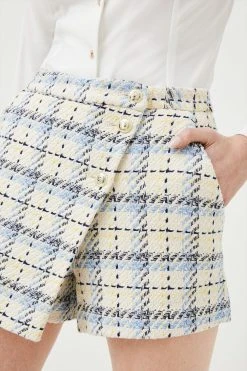 Karen Millen Check Button Detail Skort -Karen Millen shop ivory check button detail skort 3