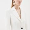Karen Millen Clean Tailored Long Line Blazer -Karen Millen shop ivory clean tailored long line blazer