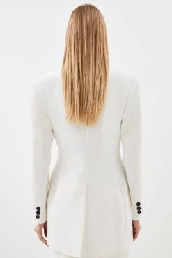 Karen Millen Clean Tailored Long Line Blazer -Karen Millen shop ivory clean tailored long line blazer 4