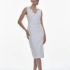 Karen Millen Clean Tailored Scallop Detail Midi Dress -Karen Millen shop ivory clean tailored scallop detail midi dress 1 2