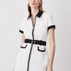 Karen Millen Collared Ponte Belted Mini Dress