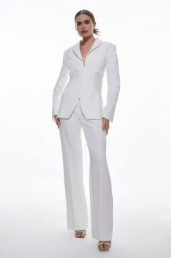 Karen Millen Compact Stretch Contrast Panel Detail Waist Blazer