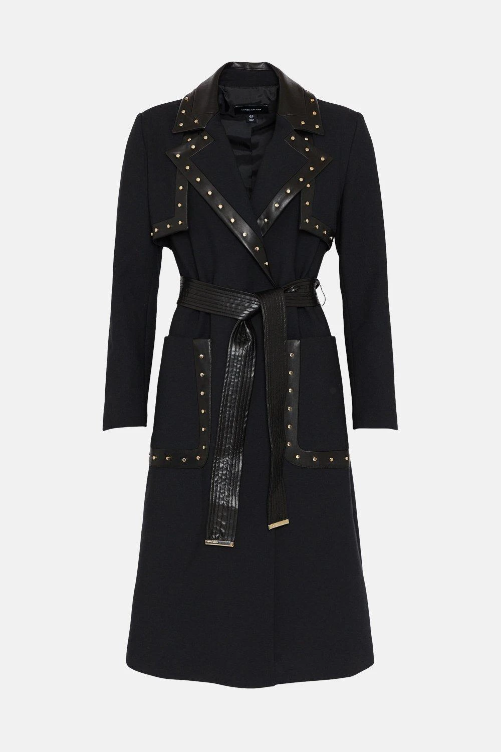Karen Millen Compact Stretch Pu And Stud Trench Coat 7 Karen Millen Compact Stretch Pu And Stud Trench Coat - Image 5