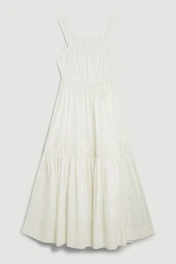 Karen Millen Cotton Tiered Strappy Maxi Dress -Karen Millen shop ivory cotton tiered strappy maxi dress 2