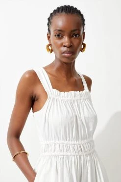 Karen Millen Cotton Tiered Strappy Maxi Dress -Karen Millen shop ivory cotton tiered strappy maxi dress 4