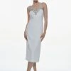 Karen Millen Crystal Embellished Strappy Woven Midi Dress