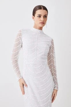 Karen Millen Draped Crystal Embellished Maxi Dress