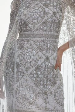 Karen Millen Embellished Cape Mini Dress -Karen Millen shop ivory embellished cape mini dress 5