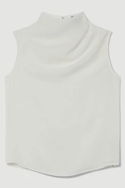 Karen Millen Georgette Draped Front Woven Blouse