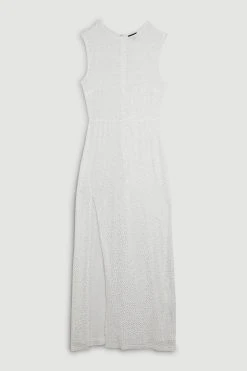 Karen Millen Hotfix Strong Shoulder Jersey Midi Dress -Karen Millen shop ivory hotfix strong shoulder jersey midi dress 3