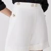 Karen Millen Linen Nautical Button Detail Turn Up Short -Karen Millen shop ivory linen nautical button detail turn up short