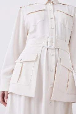 Karen Millen Lydia Millen Petite Soft Tailored Belted Maxi Shirt Dress