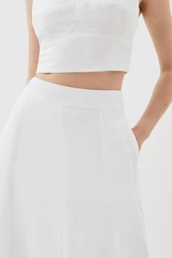 Karen Millen Lydia Millen Tall Linen Pleated Midi Skirt