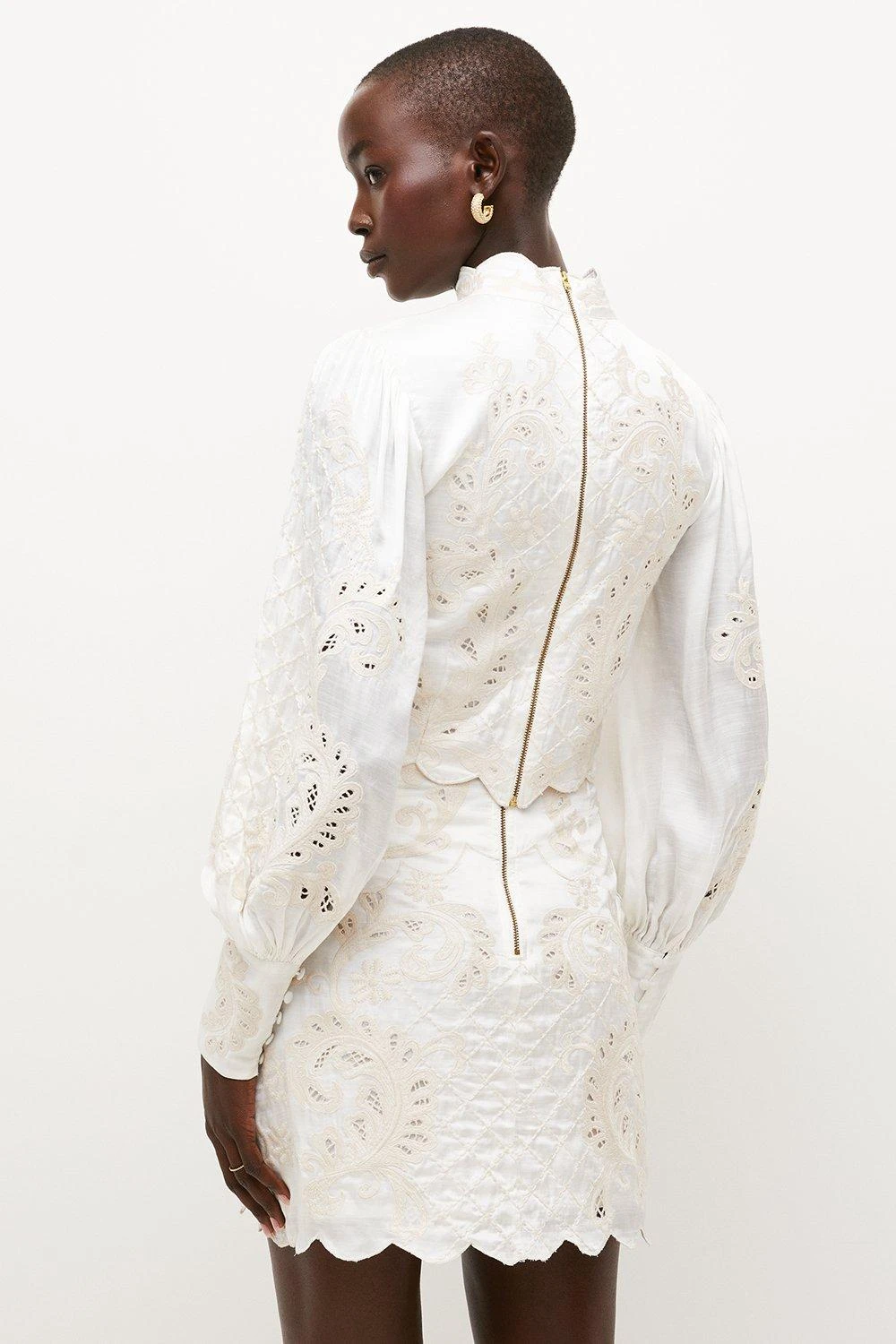 Karen Millen Lydia Millen Viscose Mirrored Cutwork Skirt 7 Karen Millen Lydia Millen Viscose Mirrored Cutwork Skirt - Image 5