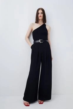 Karen Millen One Shoulder Rib Knit Top -Karen Millen shop ivory one shoulder rib knit top 1 1