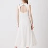 Karen Millen Open Back V Neck Woven Midi Dress