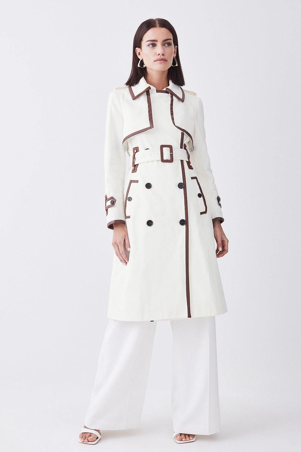 Karen Millen Petite Collar Detail Belted Trench Coat 5 Karen Millen Petite Collar Detail Belted Trench Coat - Image 3