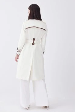 Karen Millen Petite Collar Detail Belted Trench Coat