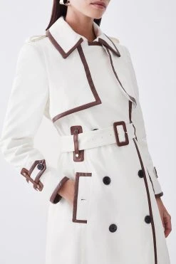 Karen Millen Petite Collar Detail Belted Trench Coat 11 Karen Millen Petite Collar Detail Belted Trench Coat -Karen Millen shop ivory petite collar detail belted trench coat 4
