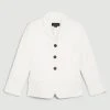 Karen Millen Petite Compact Stretch High Break Stitch Detail Blazer -Karen Millen shop ivory petite compact stretch high break stitch detail blazer
