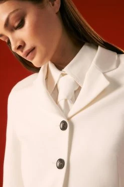 Karen Millen Petite Compact Stretch High Break Stitch Detail Blazer -Karen Millen shop ivory petite compact stretch high break stitch detail blazer 4