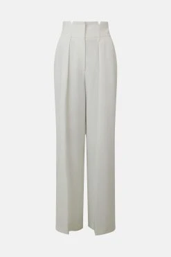 Karen Millen Petite Compact Stretch High Waist Slim Leg Trouser -Karen Millen shop ivory petite compact stretch high waist slim leg trouser 2