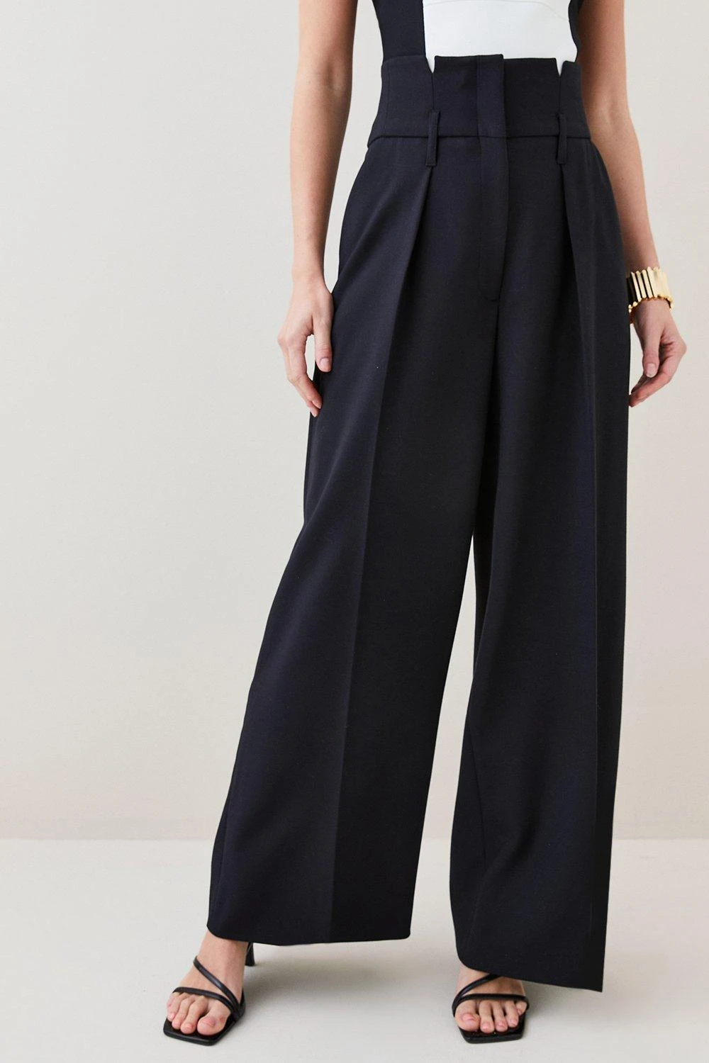 Karen Millen Petite Compact Stretch Wide Leg Trouser 4 Karen Millen Petite Compact Stretch Wide Leg Trouser - Image 2