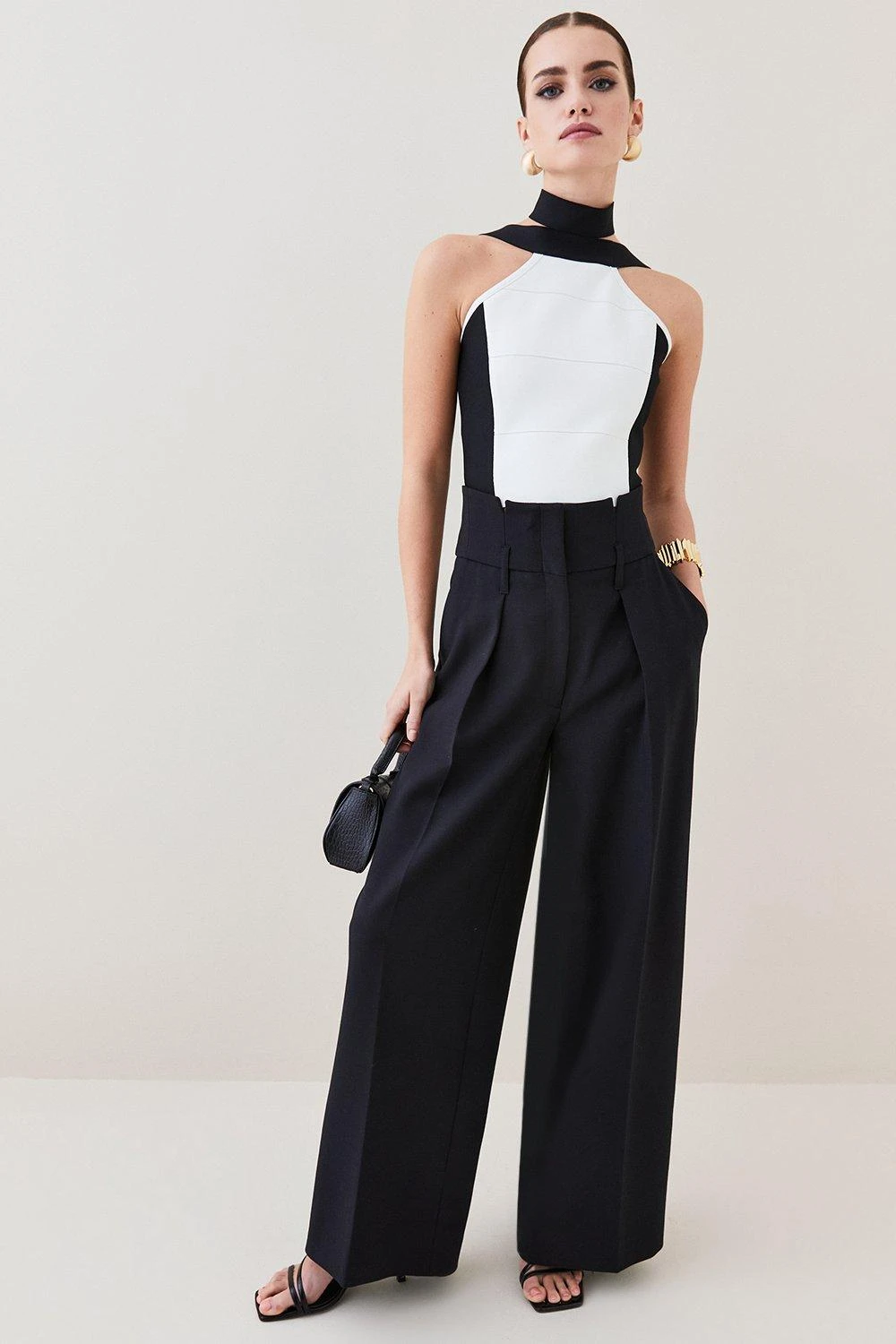 Karen Millen Petite Compact Stretch Wide Leg Trouser 5 Karen Millen Petite Compact Stretch Wide Leg Trouser - Image 3