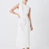 Karen Millen Petite Cowl Neck Sleeveless Woven Midi Dress -Karen Millen shop ivory petite cowl neck sleeveless woven midi dress