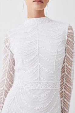 Karen Millen Petite Draped Crystal Embellished Maxi Dress