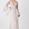 Karen Millen Petite Embellished Kimono Sleeve Beaded Maxi Dress -Karen Millen shop ivory petite embellished kimono sleeve beaded maxi dress