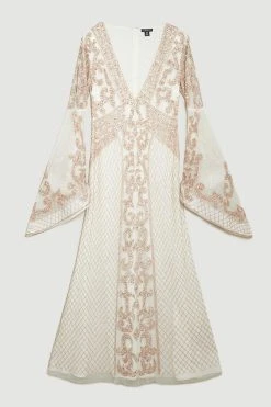 Karen Millen Petite Embellished Kimono Sleeve Beaded Maxi Dress 10 Karen Millen Petite Embellished Kimono Sleeve Beaded Maxi Dress -Karen Millen shop ivory petite embellished kimono sleeve beaded maxi dress 2