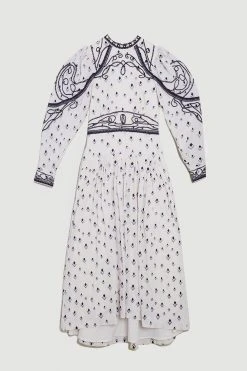 Karen Millen Petite Embroidered Cornelli Tape Woven Dress