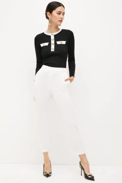 Karen Millen Petite Essential Techno Woven Trouser 9 Karen Millen Petite Essential Techno Woven Trouser -Karen Millen shop ivory petite essential techno woven trouser 3