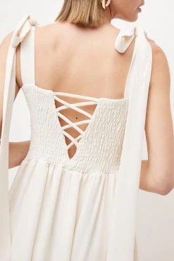 Karen Millen Petite Shirred Bodice Midi Dress -Karen Millen shop ivory petite shirred bodice midi dress 1 3