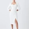 Karen Millen Petite Structured Crepe Sweetheart Neck Midaxi Dress