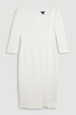 Karen Millen Petite Structured Crepe Sweetheart Neck Midaxi Dress -Karen Millen shop ivory petite structured crepe sweetheart neck midaxi dress 1 2