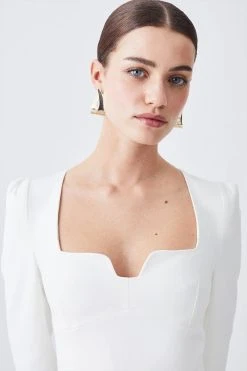Karen Millen Petite Structured Crepe Sweetheart Neck Midaxi Dress -Karen Millen shop ivory petite structured crepe sweetheart neck midaxi dress 1 3